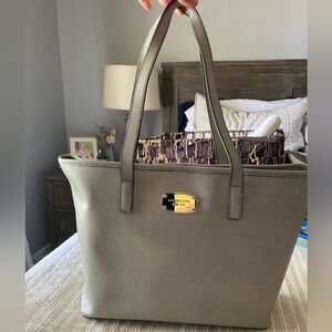 Michael Kors, shoulder strap purse, grey/ purple textured